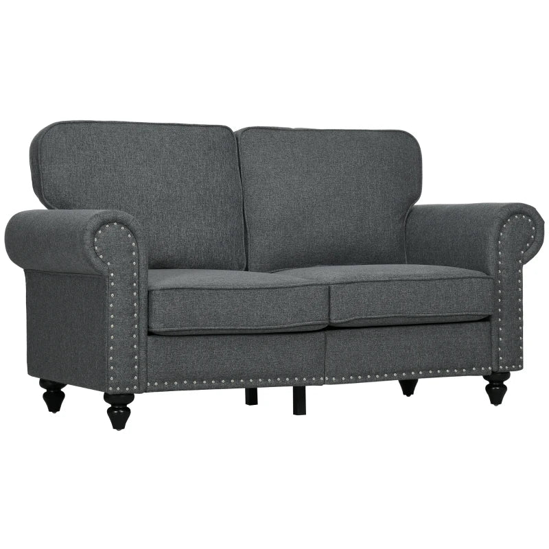 Two-Seater Mid-Century Sofa, with Pocket Springs - Charcoal Grey by HOMCOM-0