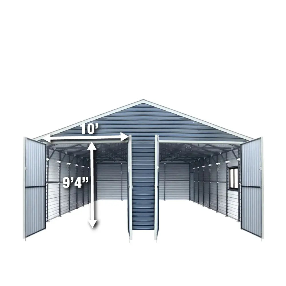 26’ x 40’ Metal Garage Shed, 9’ High Double Front Doors, 14’ Peak, 1040 Sq-Ft TMG-MS2640-3