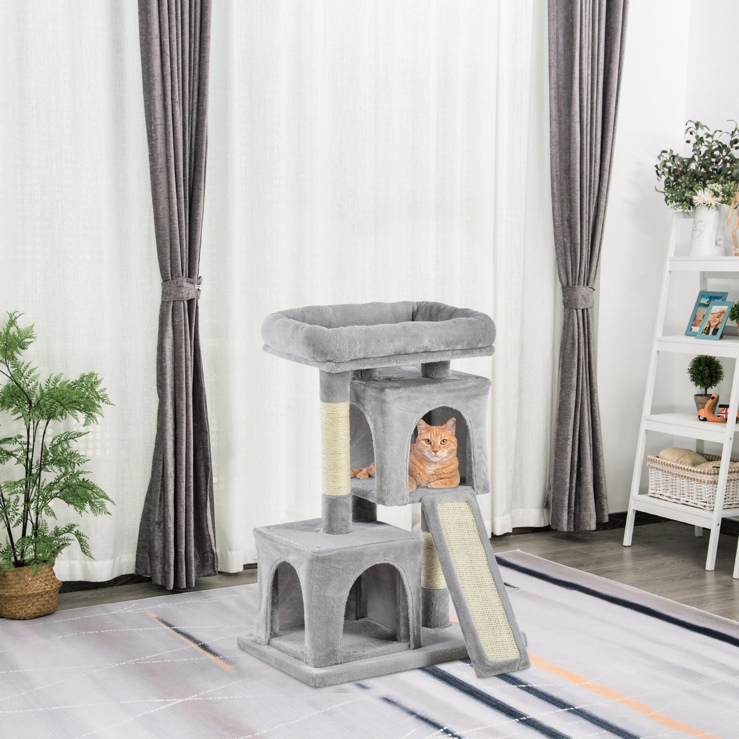 Cats 3-Tier Sisal Rope Leisure Tree Light Grey-1