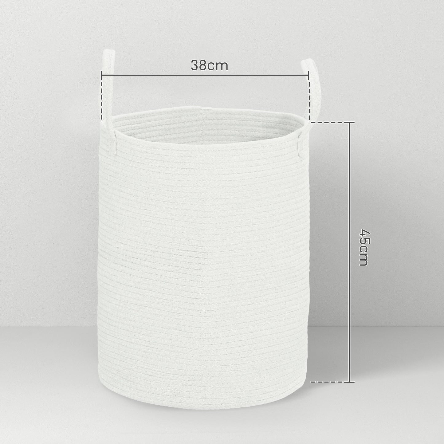 HOMCOM 36L Cotton Rope Laundry Basket, with Handles in Cream White-1