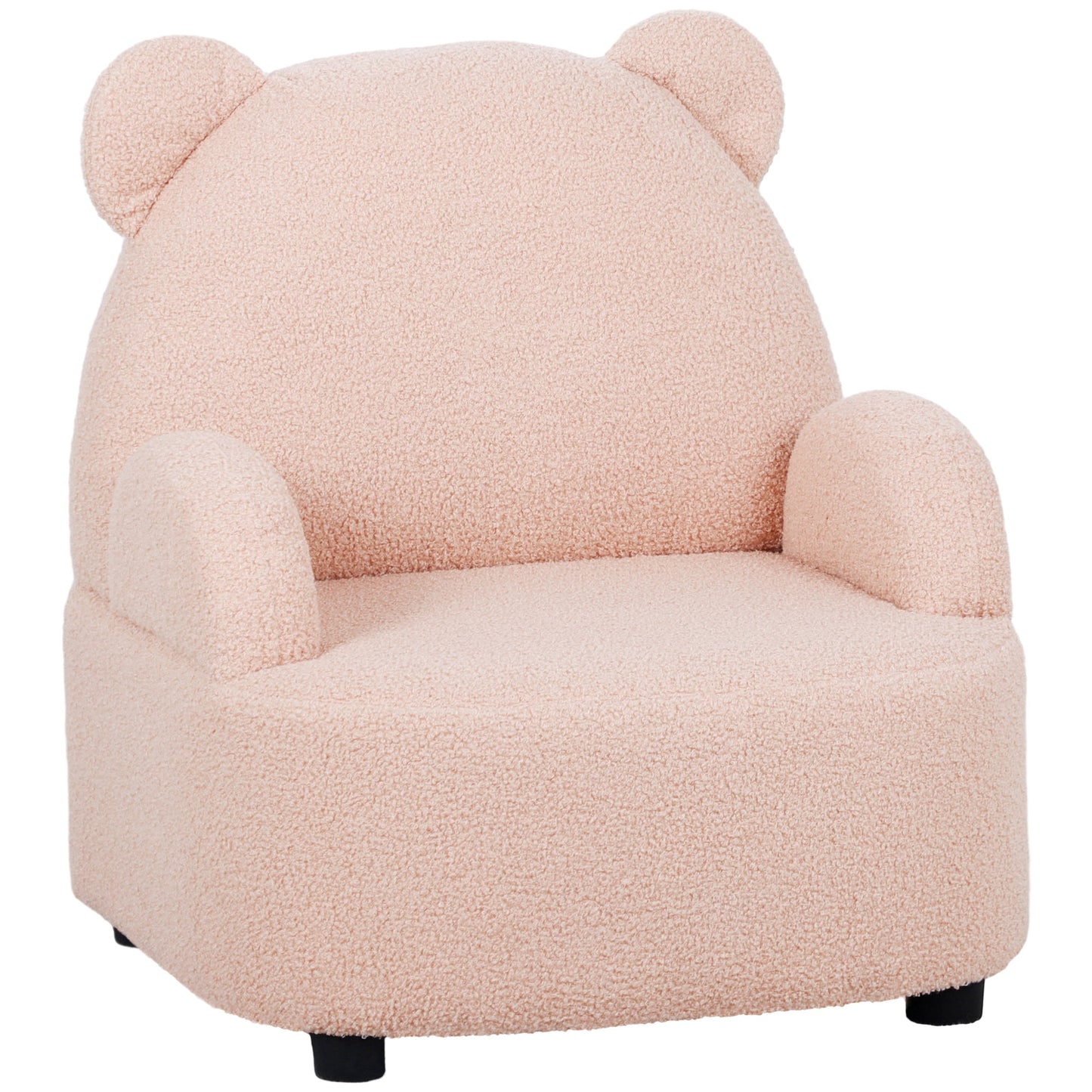 Kids Bear Shaped Armchair with Teddy Fleece - Pink-0