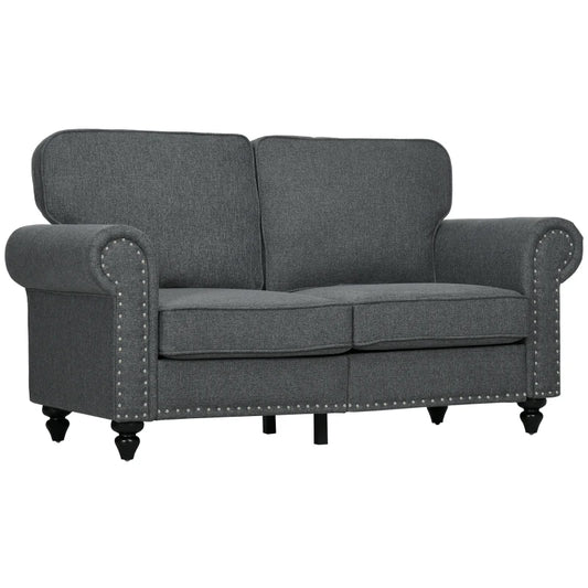 Two-Seater Mid-Century Sofa, with Pocket Springs - Charcoal Grey by HOMCOM-0