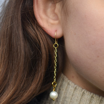 Freshwater Pearl Yellow Gold Vermeil, 9k or 18k Earrings, Bloom Collection | by nlanlaVictory