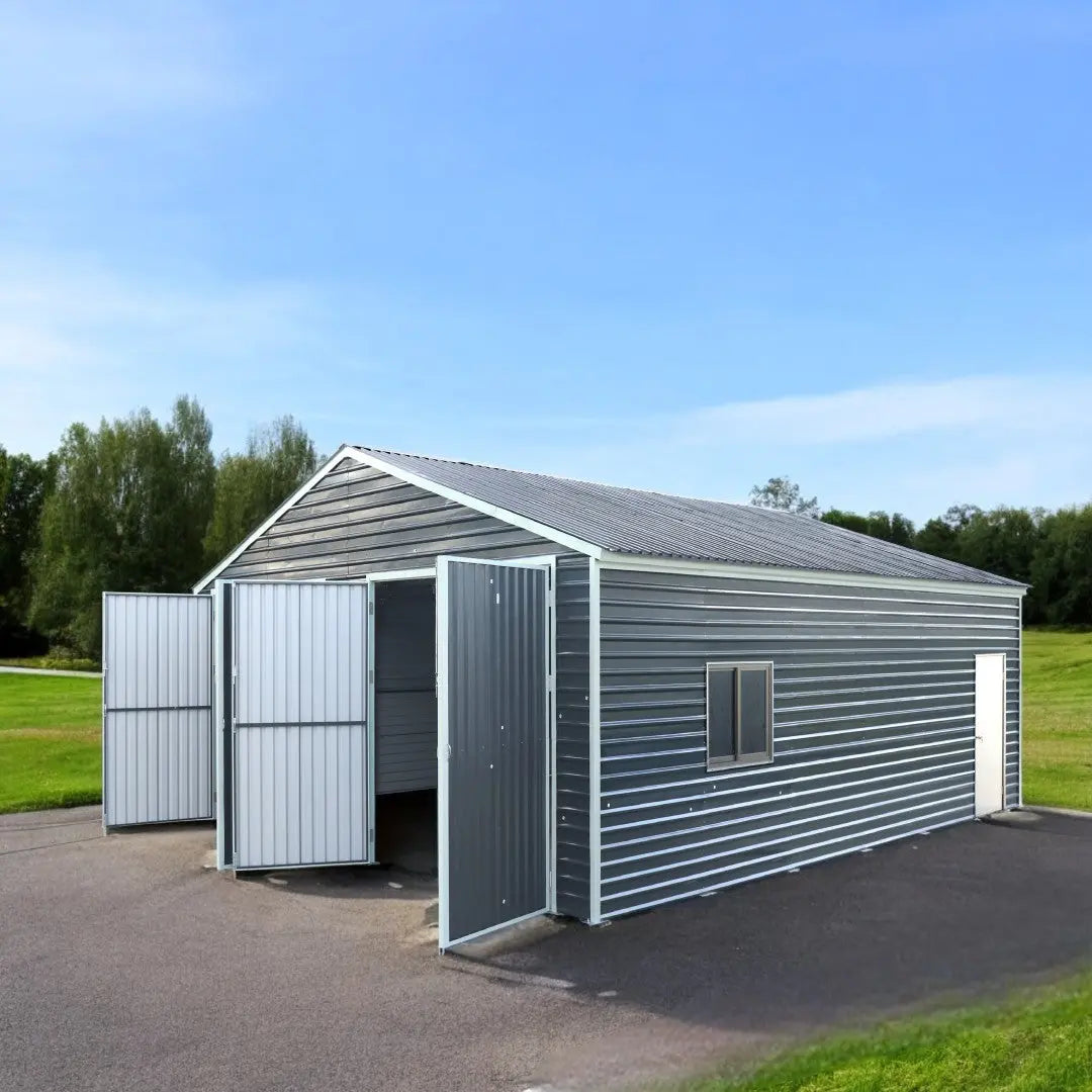 26’ x 30’ Metal Garage Shed, 9’ High Double Front Doors, 14’ Peak, 780 Sq-Ft TMG-MS2630-1