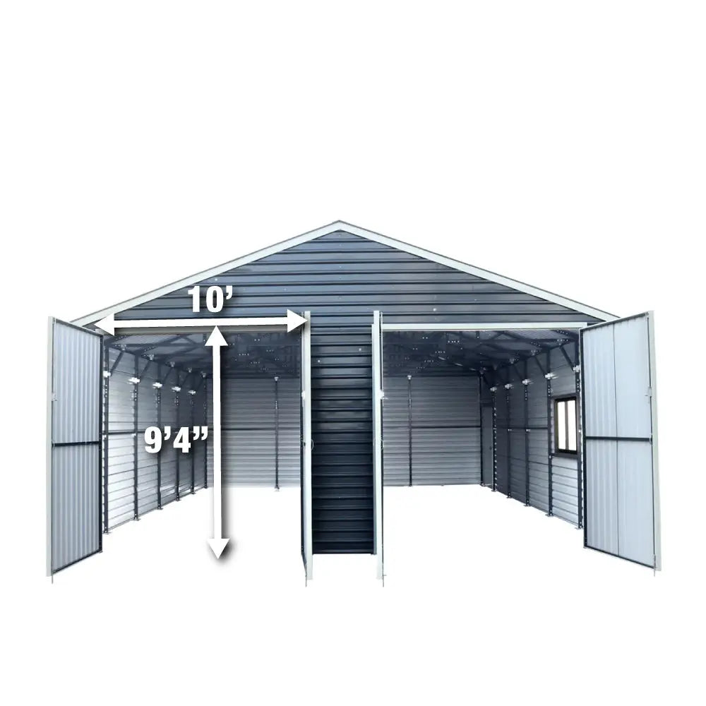 26’ x 30’ Metal Garage Shed, 9’ High Double Front Doors, 14’ Peak, 780 Sq-Ft TMG-MS2630-2