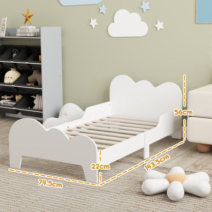 Cloud-Themed Toddler Bed Frame with Safety Rails, 143.5 x 74.5 x 56cm-2