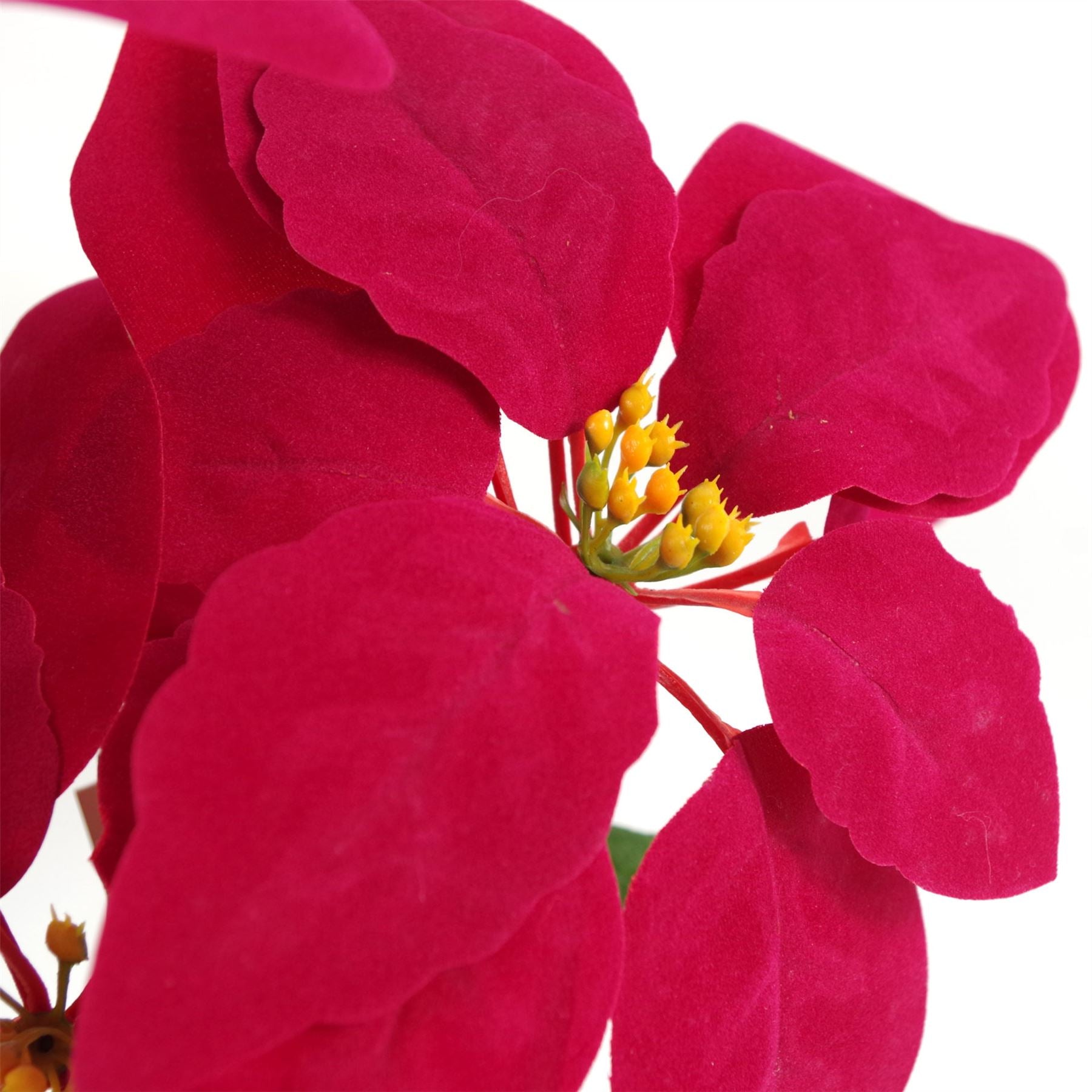 Red Poinsettia Artificial Christmas 40cm Silver Metal Planter-3