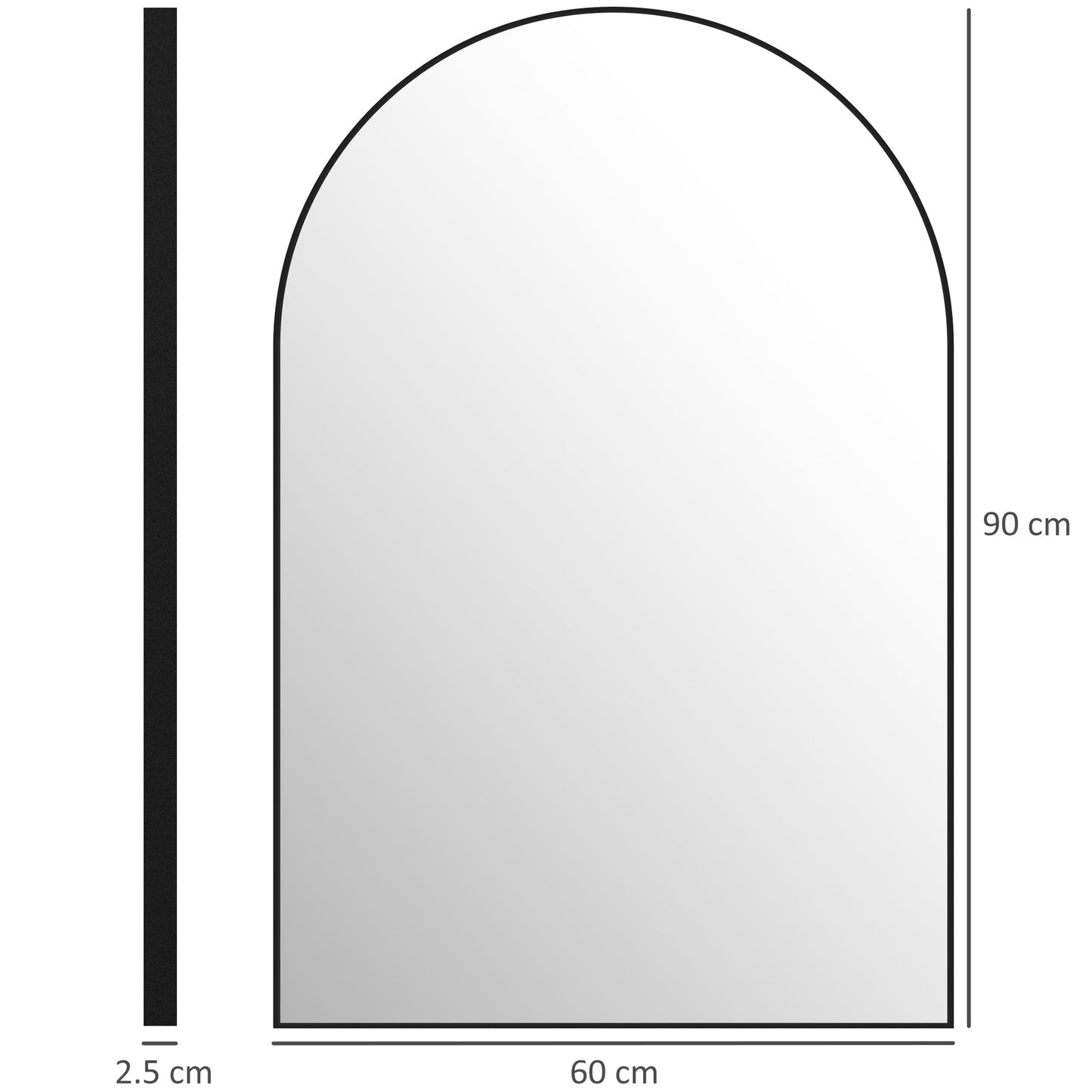 60 x 90cm Arched Home Mirror - Black-2