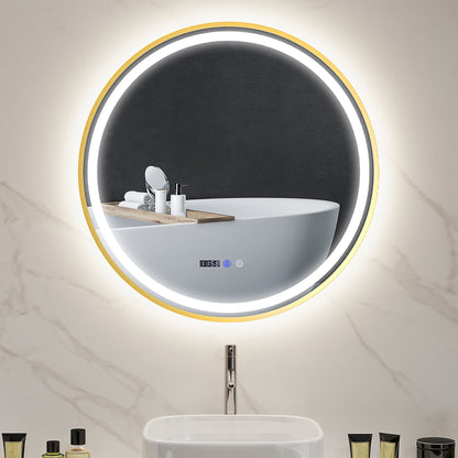 80cm Anti-Fog LED Bathroom Mirror - Gold Tone-0