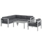 Outsunny Five-Piece Aluminium Garden Sofa Set, with Glass-Top Table in Grey