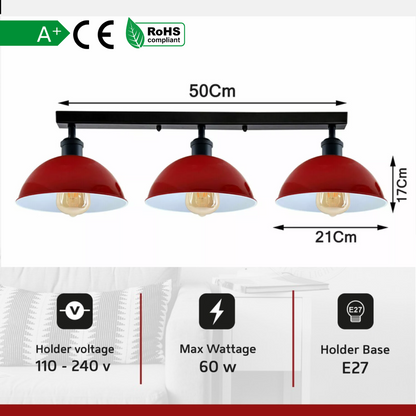 3 Way Over Ceiling Indoor Hanging Light Metal ~3589