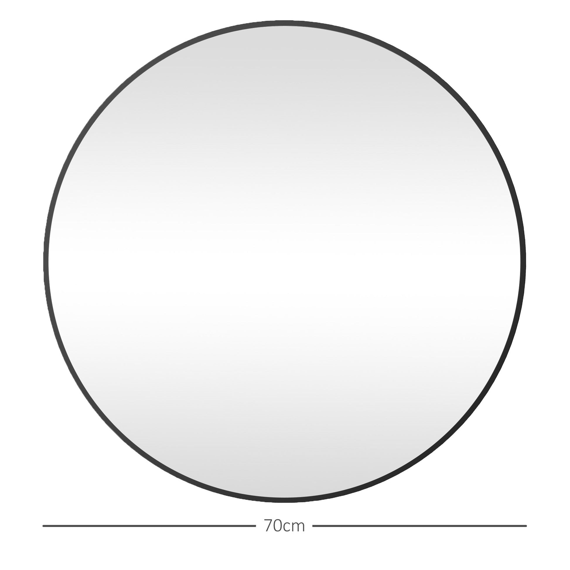 Round Bathroom Mirror, 70 x 70cm Steel Framed Wall Mirror, Decorative Mirror for Bedroom, Living Room, Entryway, Black-2