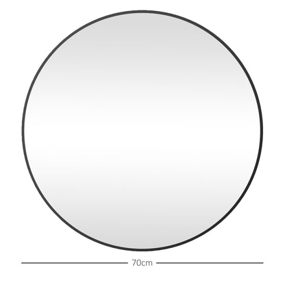 Round Bathroom Mirror, 70 x 70cm Steel Framed Wall Mirror, Decorative Mirror for Bedroom, Living Room, Entryway, Black-2