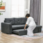 HOMCOM 3 Seater Sofa Bed, L-Shaped Corner Sofa, Pull Out Sofa with Storage, Convertible Click Clack Settee Sectional Sleeper Futon in Dark Grey