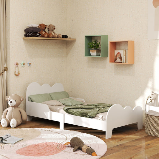 Cloud-Themed Toddler Bed Frame with Safety Rails, 143.5 x 74.5 x 56cm-0