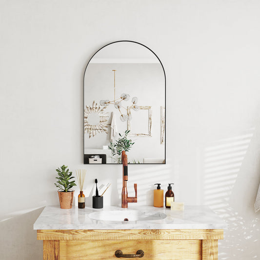 60 x 90cm Arched Home Mirror - Black-1