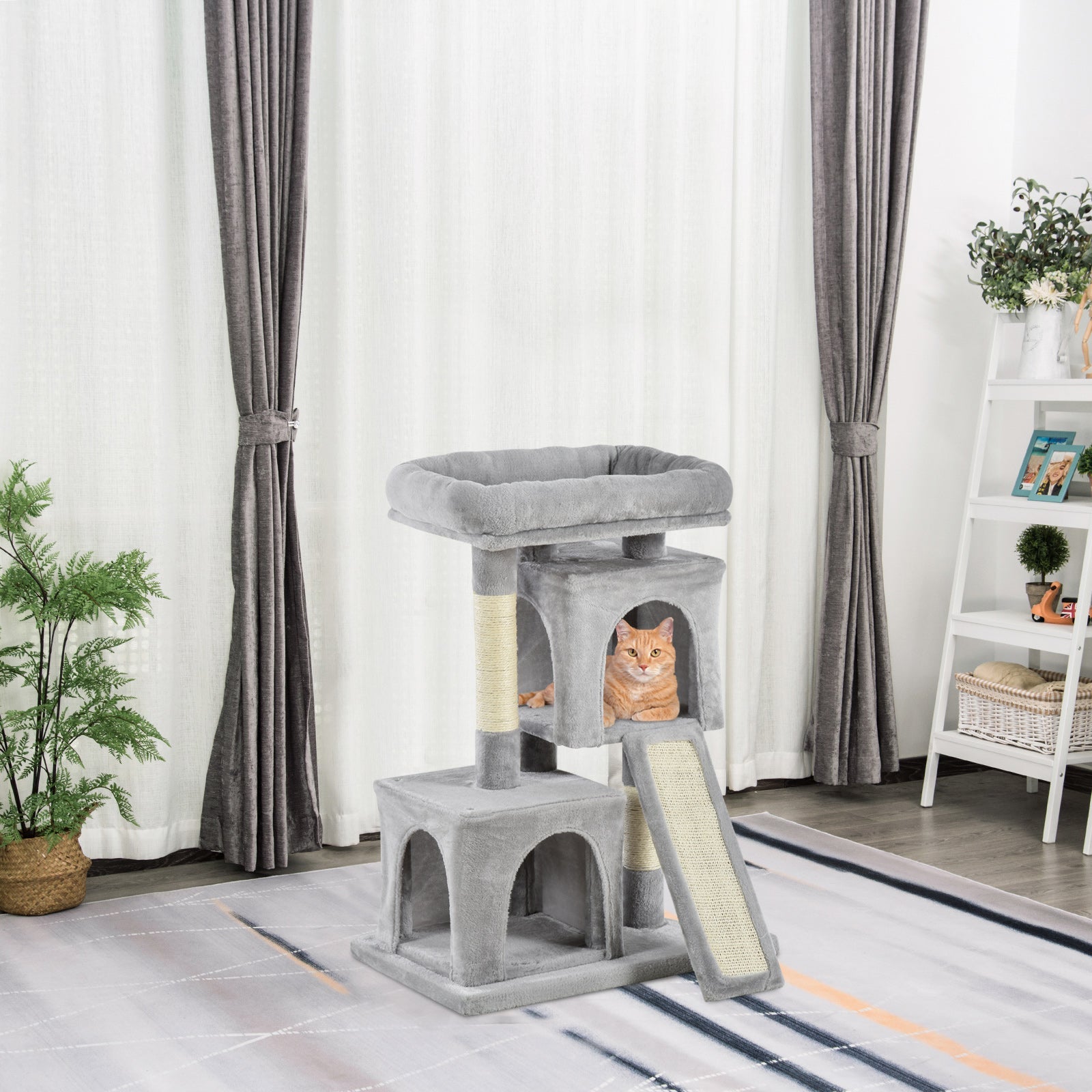 Cats 3-Tier Sisal Rope Leisure Tree Light Grey-1