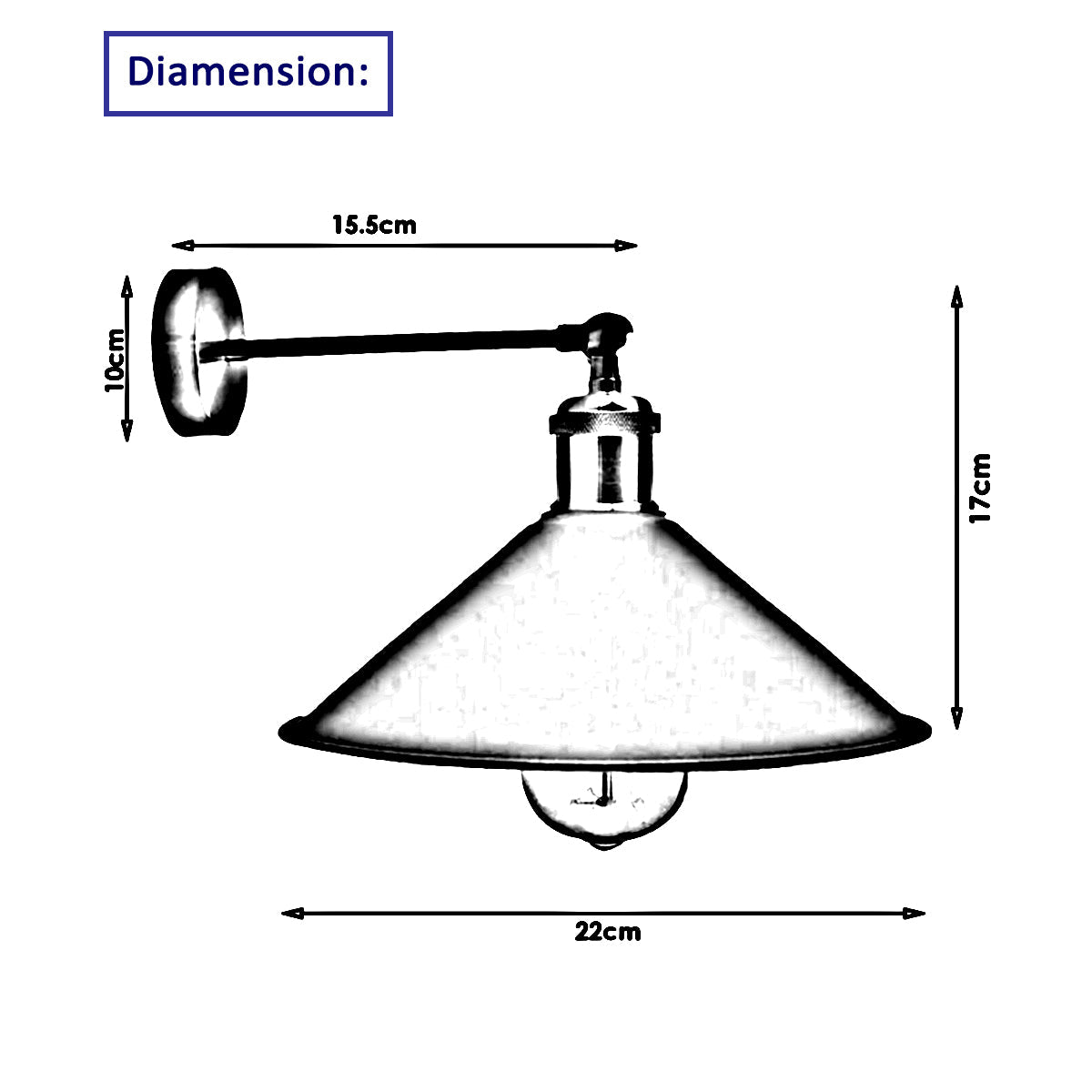 Industrial Blue Colour Wall Lamp Retro Light Vintage Wall Sconce Lights~2314-2