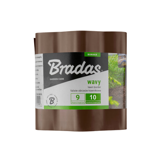 Wavy Plastic Garden Lawn Edging, H=10CM, L=9M, Brown-0