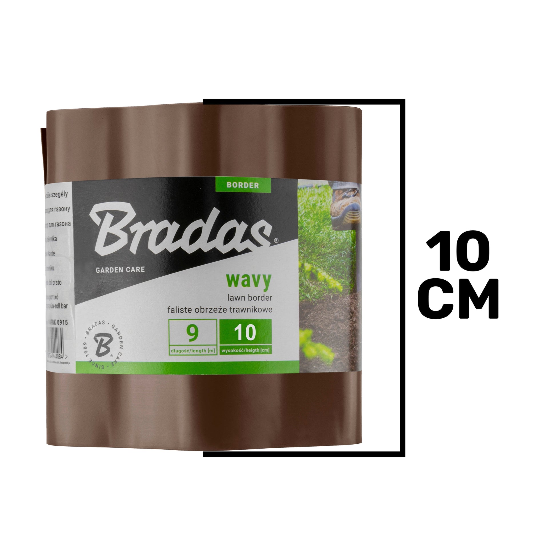 Wavy Plastic Garden Lawn Edging, H=10CM, L=9M, Brown-1