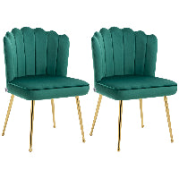 Shell Luxe Velvet Accent Chair, Modern Living Room Chair with Gold Metal Legs for Living Room, Bedroom, Home Office, Set of 2, Green-0