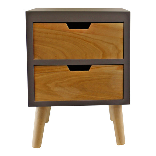 2 Drawer Chest In Grey Finish With Natural Drawers & Removable Legs-1