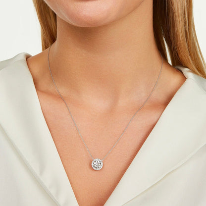 2.00 CTW AGI Certified Lab-Grown Diamond Halo Pendant Necklace in 14kt White Gold
