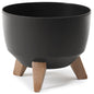 Roma Bowl Pot with Legs, Insert and Hole with Plug 290mm Black-0