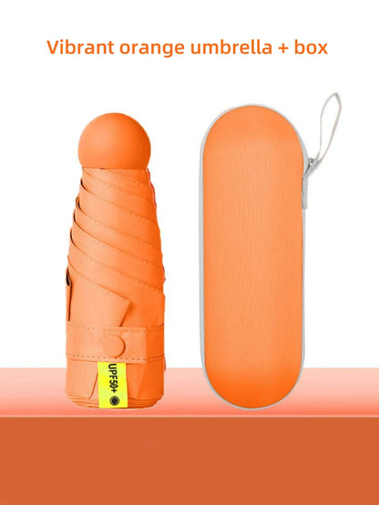 Mini Umbrella For Sunny And Rainy Days, Portable With Uv Coating And 6 Reinforced Ribs