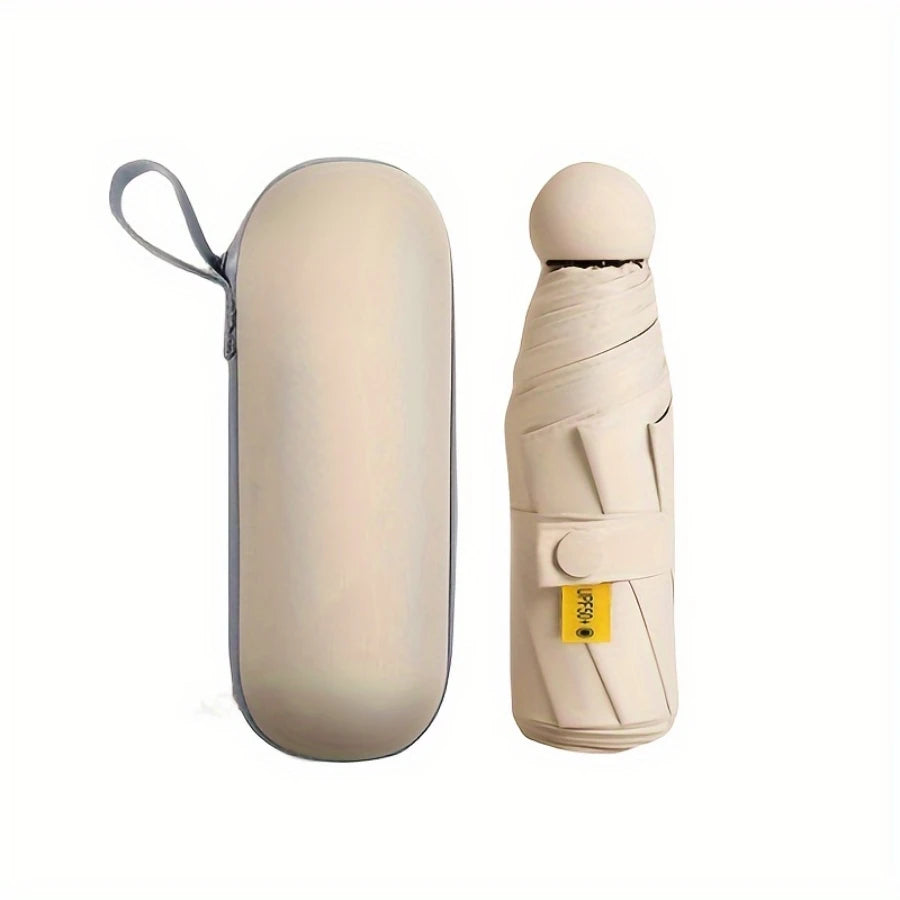 Mini Umbrella For Sunny And Rainy Days, Portable With Uv Coating And 6 Reinforced Ribs