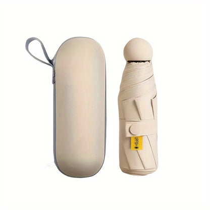 Mini Umbrella For Sunny And Rainy Days, Portable With Uv Coating And 6 Reinforced Ribs