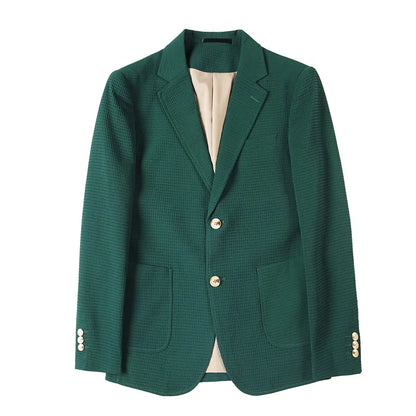 Blazer Hombre Big Size Autumn Winter Waffle Blazers Jacket For Men High Quality Single Breasted Slim Fit Casual Formal Suit Coat