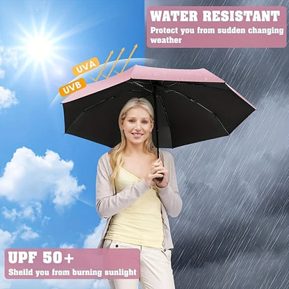 Mini Umbrella For Sunny And Rainy Days, Portable With Uv Coating And 6 Reinforced Ribs