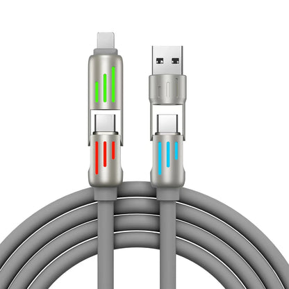 4 in 1 Multi Connectors Charger Rotating Elbow USB to Type-C 1.5m Mobile Phone 240W Fast Charging Silicone Cable Data Transfer