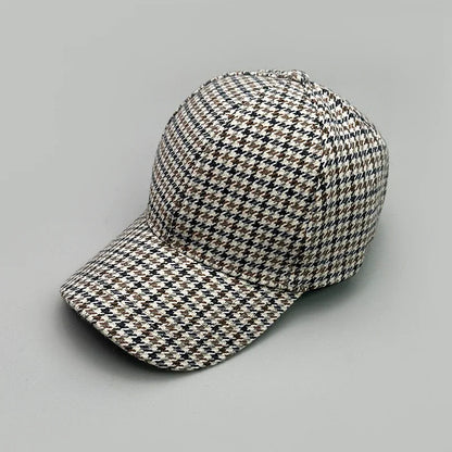 Woolen Cloth Stripe Versatile Check British Style Baseball Caps Autumn and Winter New Fashion Men Women Warm Retro Literary