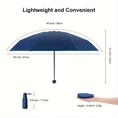 Mini Umbrella For Sunny And Rainy Days, Portable With Uv Coating And 6 Reinforced Ribs