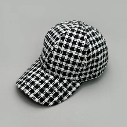 Woolen Cloth Stripe Versatile Check British Style Baseball Caps Autumn and Winter New Fashion Men Women Warm Retro Literary