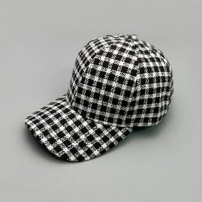 Woolen Cloth Stripe Versatile Check British Style Baseball Caps Autumn and Winter New Fashion Men Women Warm Retro Literary