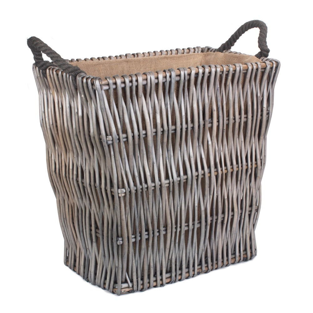 Grey Rectangular Wicker Log Basket-2
