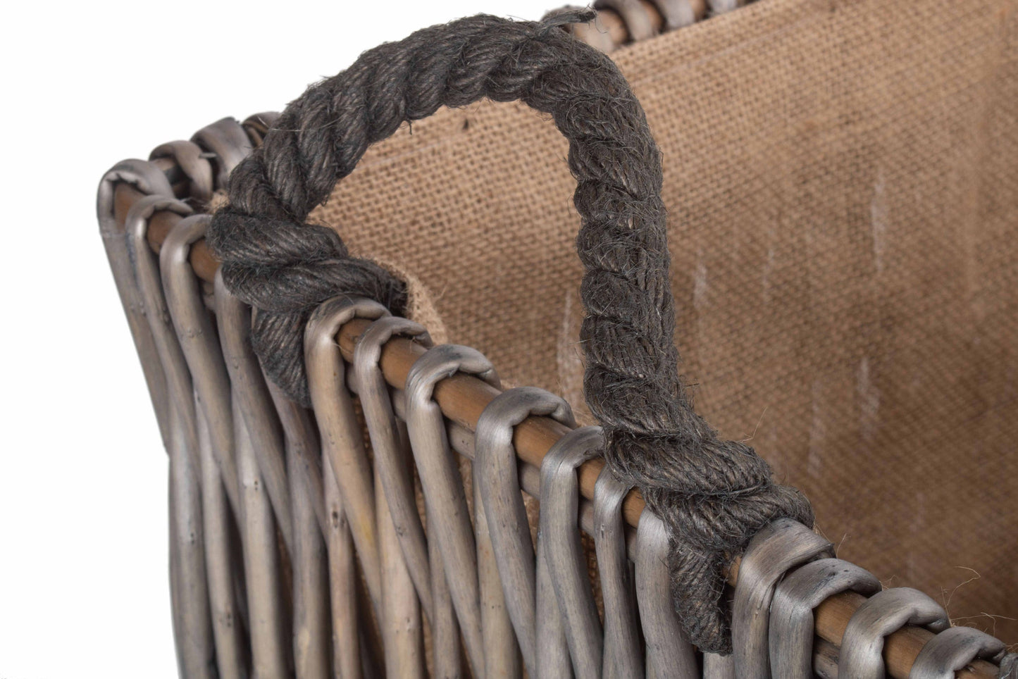 Grey Rectangular Wicker Log Basket-4