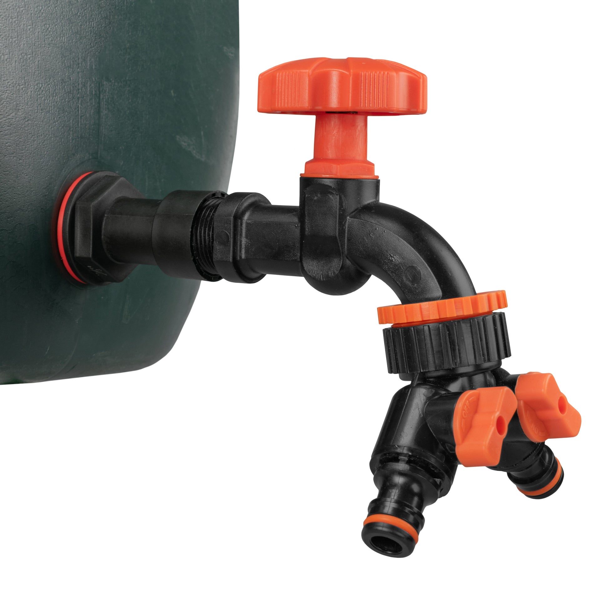 Water Butt Extension Kit 3/4" with Black Dial Tap + Two-Way Splitter-2