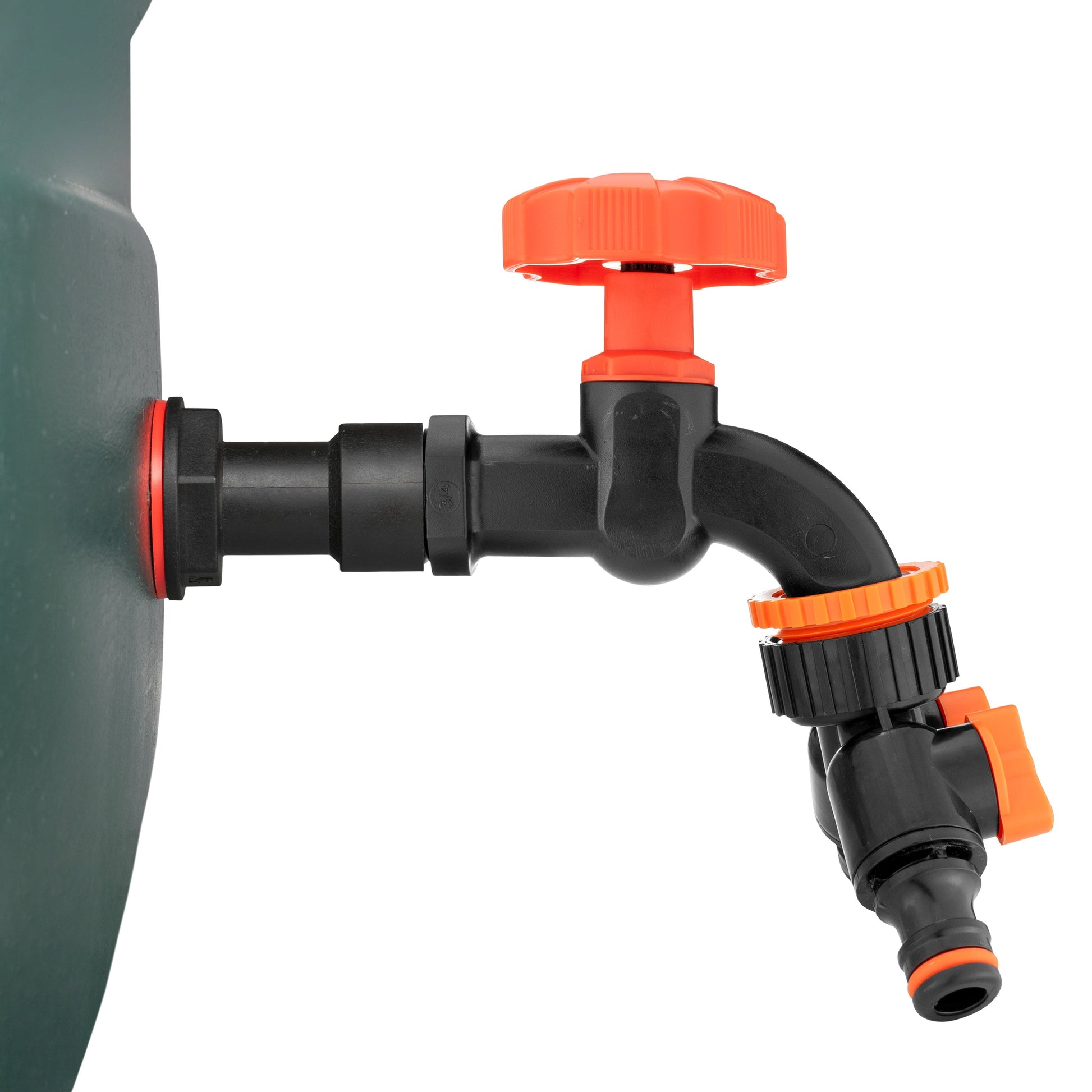 Water Butt Extension Kit 3/4" with Black Dial Tap + Two-Way Splitter-3
