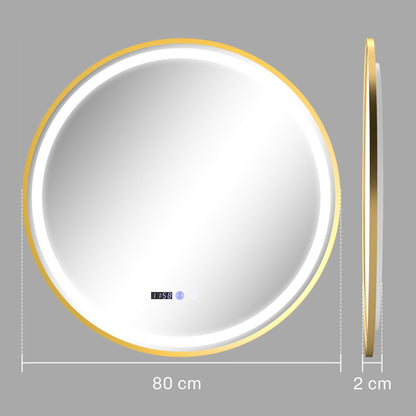 80cm Anti-Fog LED Bathroom Mirror - Gold Tone-2
