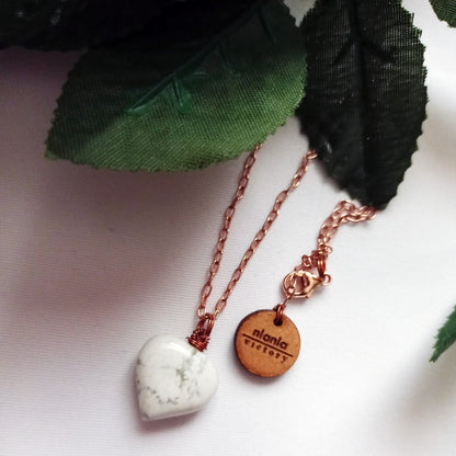 White Howlite Rose Gold necklace, White and Pink Gemstone Necklace, Bloom Collection | by nlanlaVictory