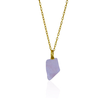 Rose Quartz Nugget and Yellow Gold Vermeil Necklace, Nugget Necklace, Pink Gemstone Necklace, Bloom Collection | by nlanlaVictory