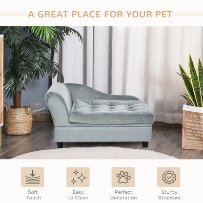 Dog Sofa with Storage, Pet Chair for Small Dogs, Cat Couch with Soft Cushion, Light Blue, 76 x 45 x 41.5 cm-3