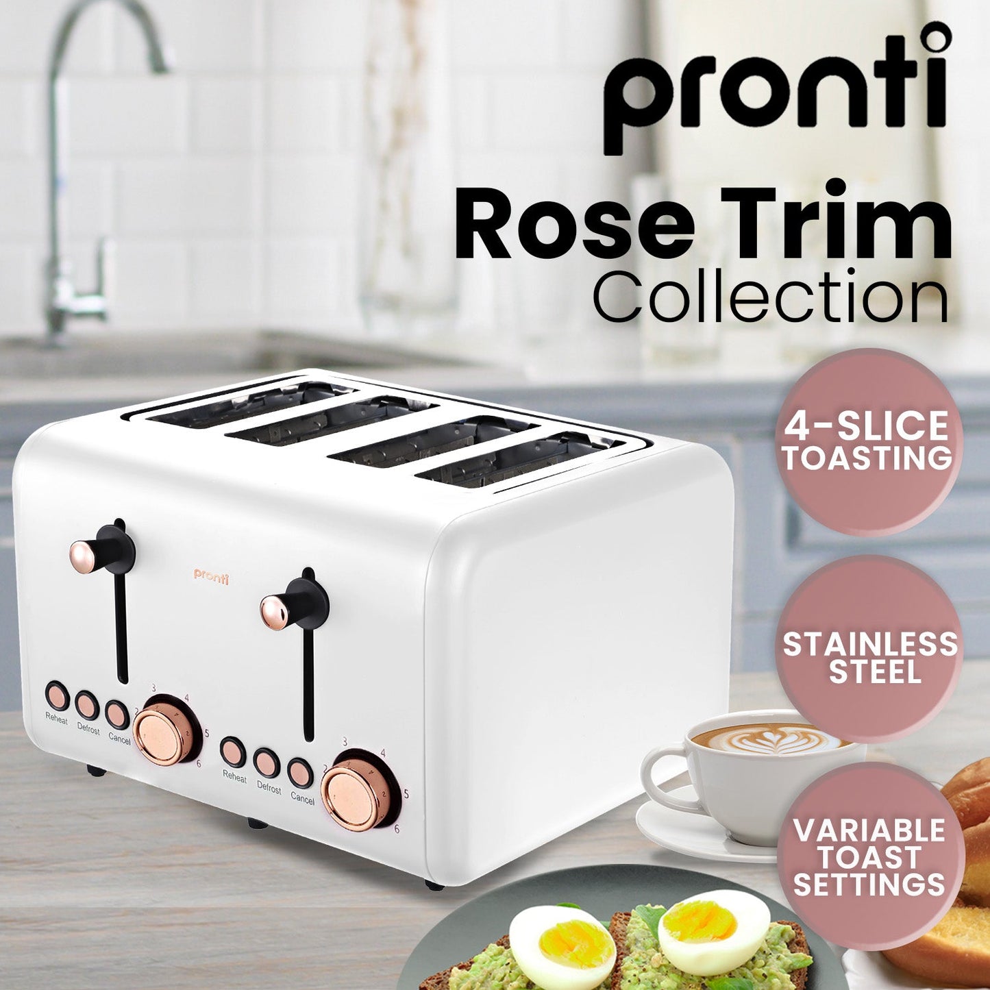 NNEDPE Toaster, Kettle & Coffee Machine Breakfast Set - White