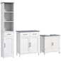 Bathroom Furniture Set with Adjustable Shelves, Tall Bathroom Storage Cabinet with Open Shelves, Bathroom Floor Cabinet with Drawers, Pedestal Sink Cabinet, White-0