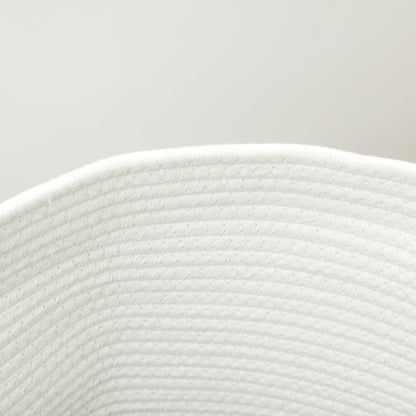 HOMCOM 36L Cotton Rope Laundry Basket, with Handles in Cream White-7