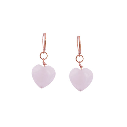 Rose Quartz Rose Gold Vermeil Earrings, Heart Gemstone Earrings, Bloom Collection | by nlanlaVictory